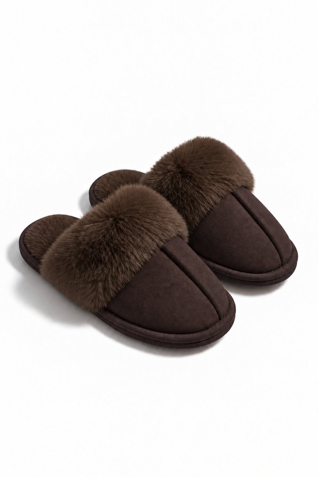 Comfort Cloud Nine Faux Fur Trim Mule Slippers Brown