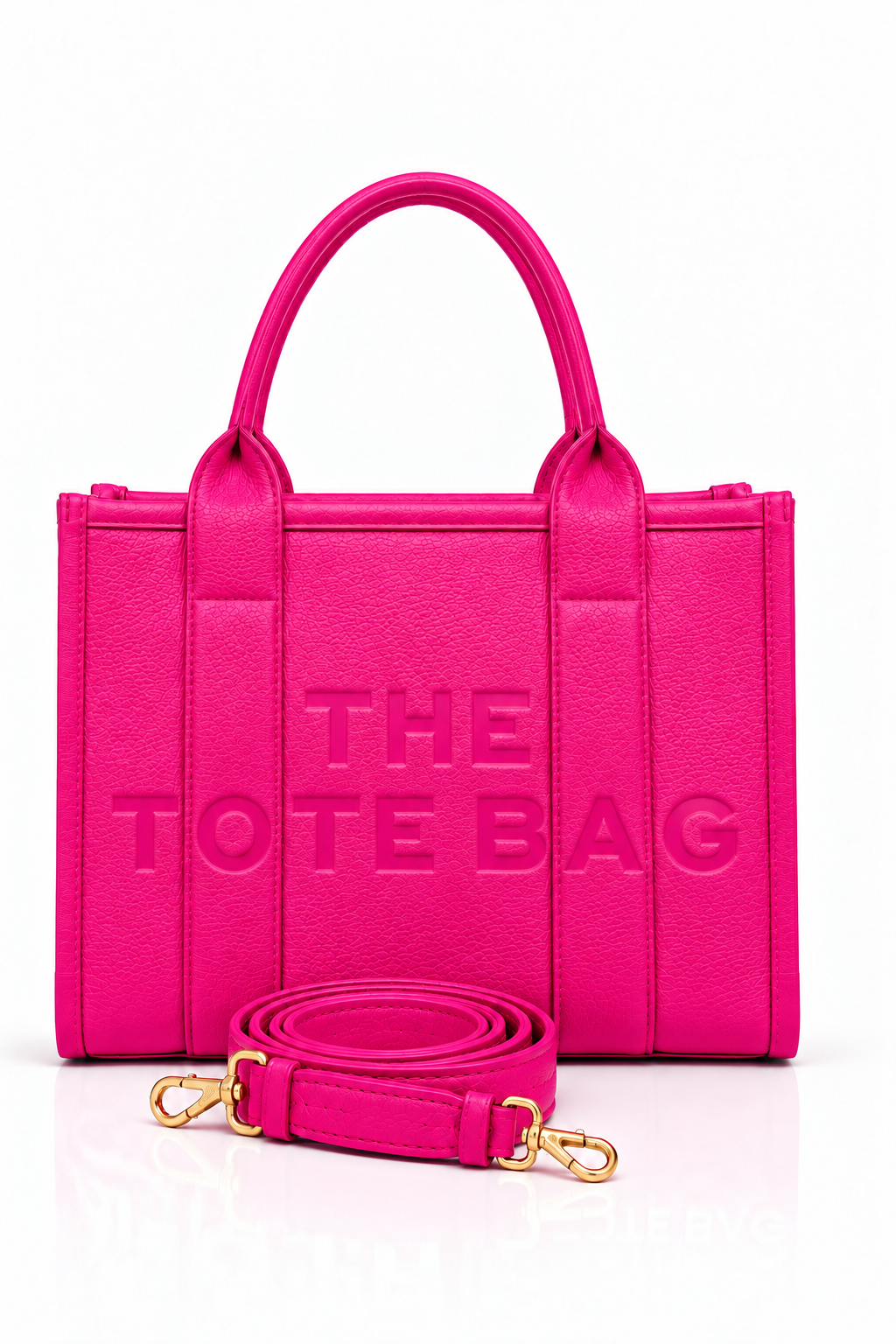 Faux Leather Medium Tote Bag Hot Pink