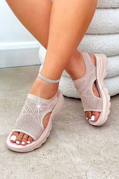 Sparkly Stretch Sock Sandals Pink finished with stretch sock style for comfort