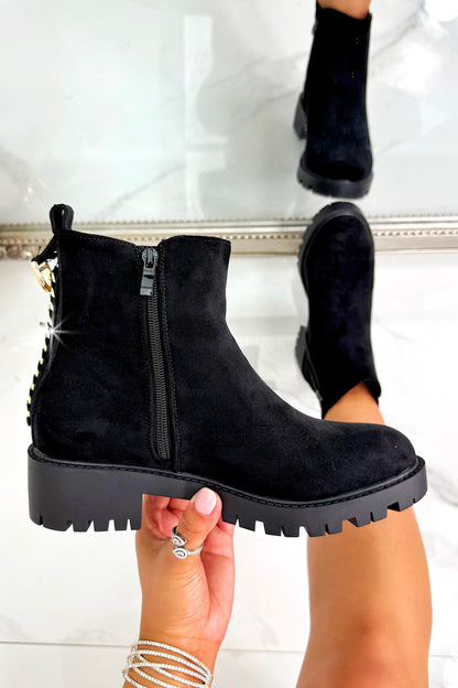 Sparkly Chainstorm Boots Black, showcasing embellished Back