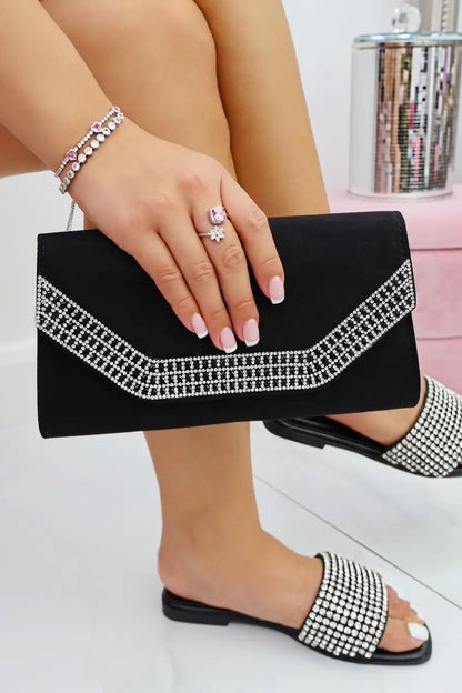 Crystal Royalty Bag Black with crystal Embellished