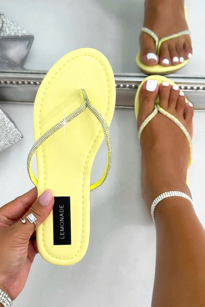 Sparkly Coastline Flip Flops Yellow