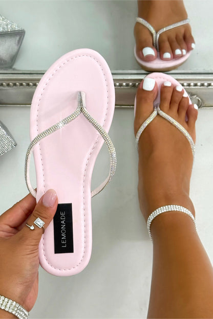 Sparkly Coastline Flip Flops Pink
