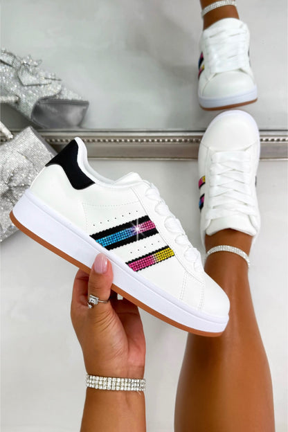 Crystal Stripe Trainers Limited Edition Rainbow White