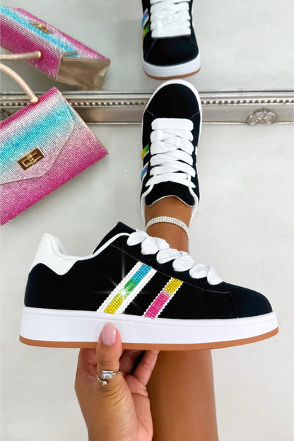 Crystal Stripe Trainers Limited Edition Rainbow Black