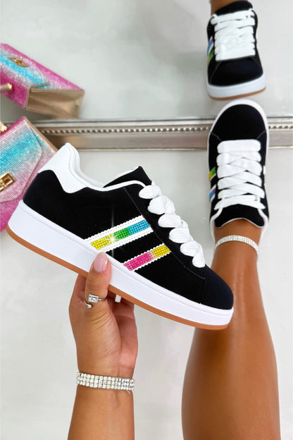 Crystal Stripe Trainers Limited Edition Rainbow Black