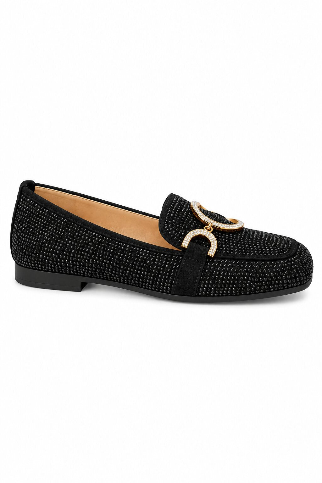 Crystal Imperial Suede Loafers Black