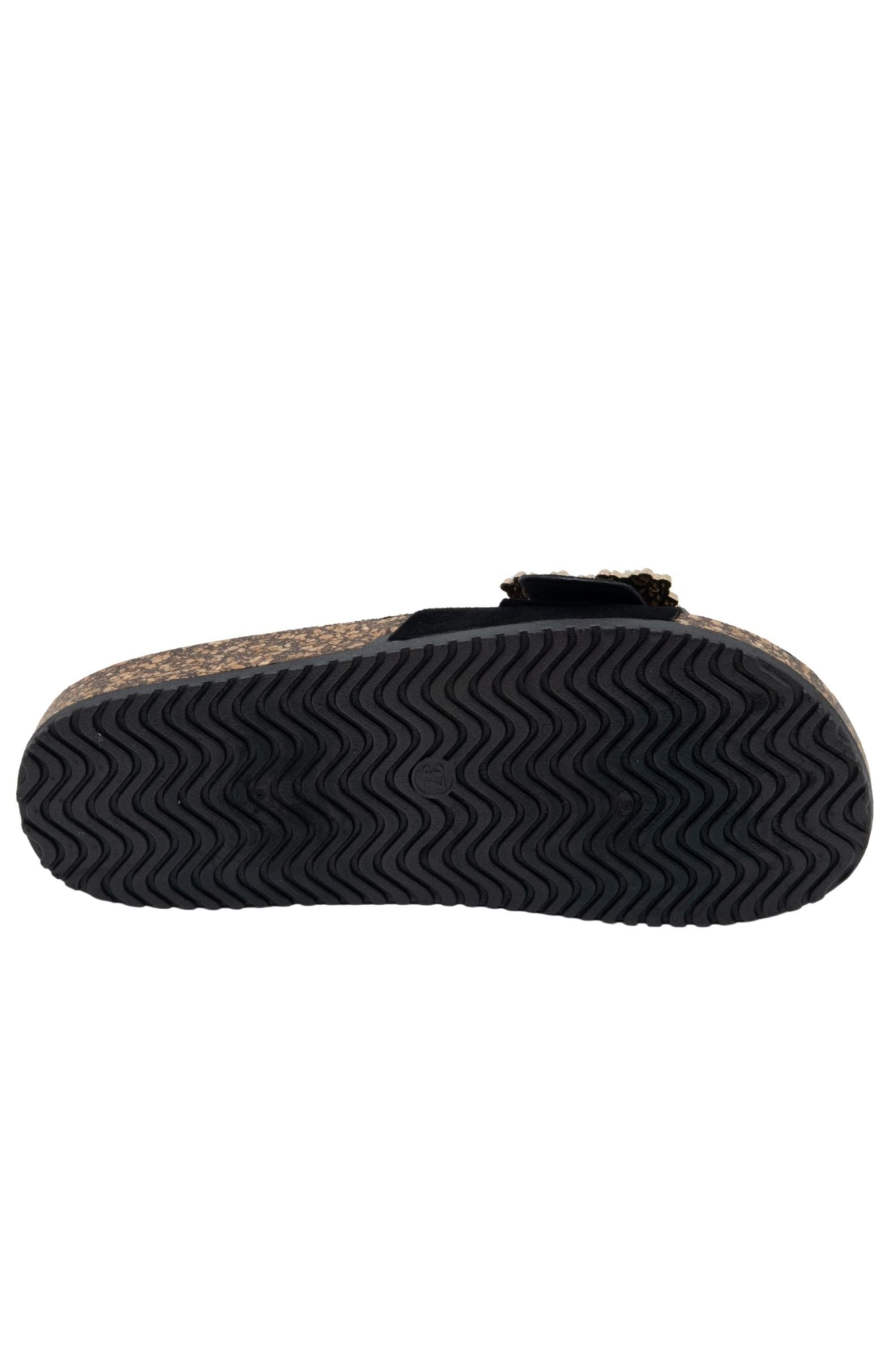Crystal Chunky Buckle Sliders Black, featuring upper: Soft-Touch Synthetic Materials