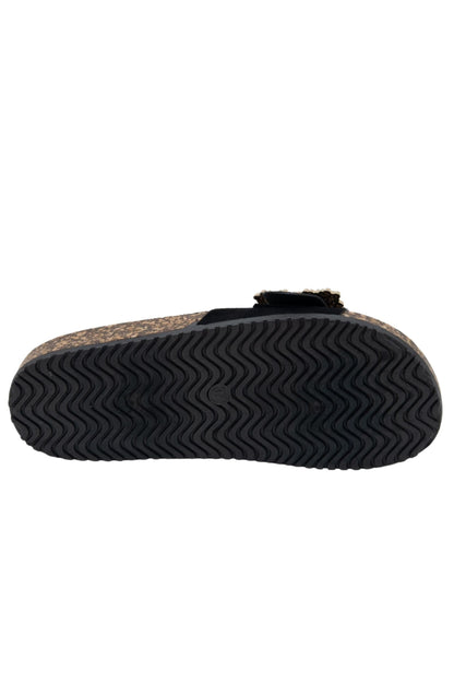 Crystal Chunky Buckle Sliders Black, featuring upper: Soft-Touch Synthetic Materials