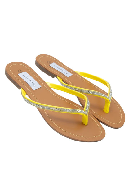 Crystal Sparkle Flip Flops Yellow, featuring key design details