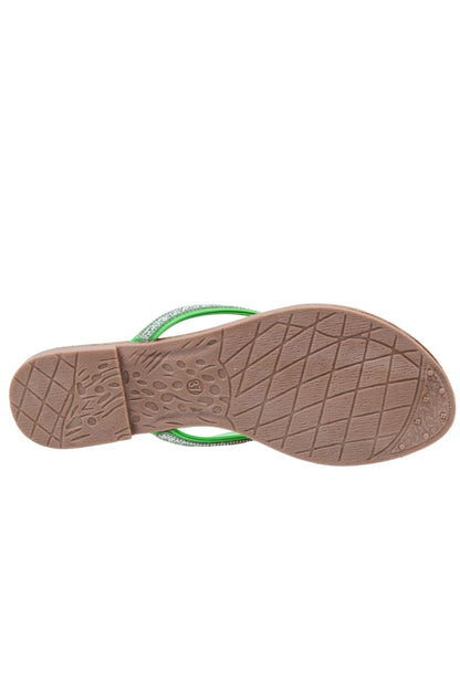 Crystal Sparkle Flip Flops Neon Green, featuring key design details