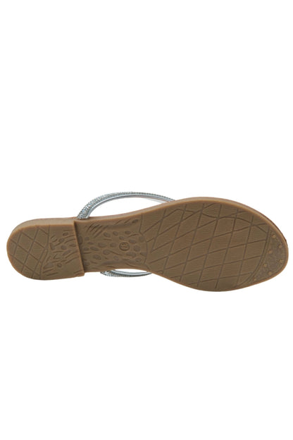 Crystal Sparkle Flip Flops Silver, featuring flat footbed