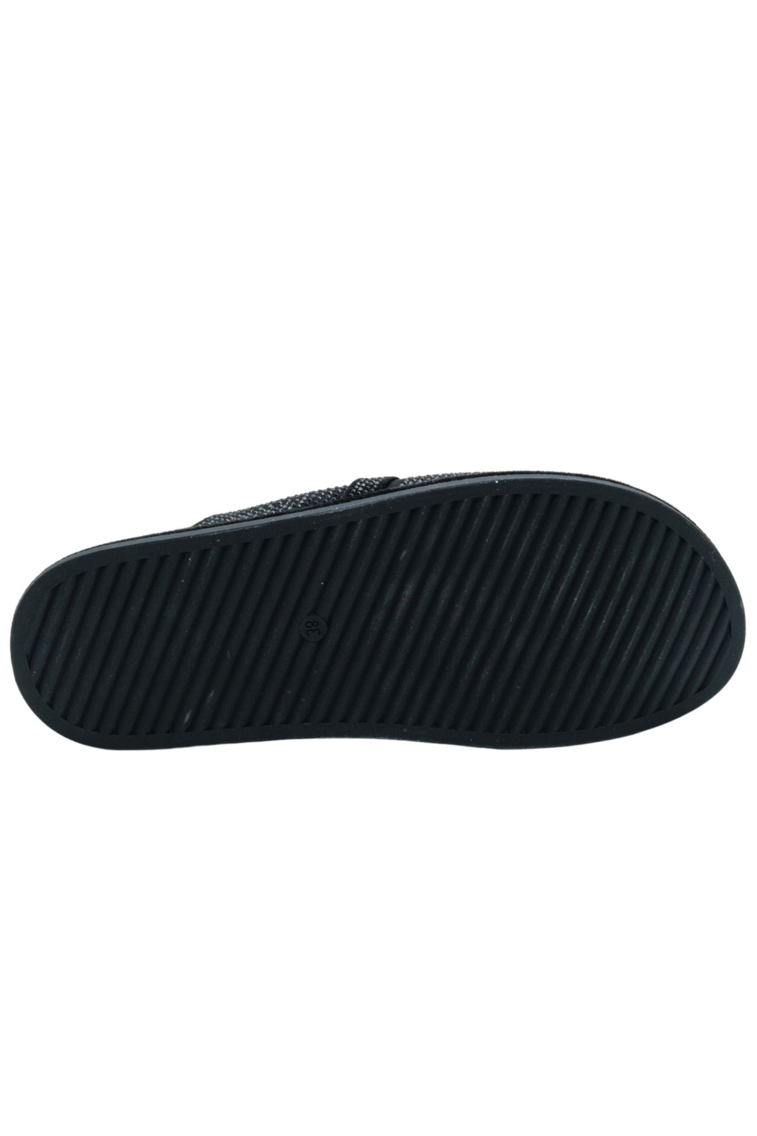 Crystal Imperial Suede Slip On Clog Mules Black, featuring soft faux suede upper with sparkling crystal finish