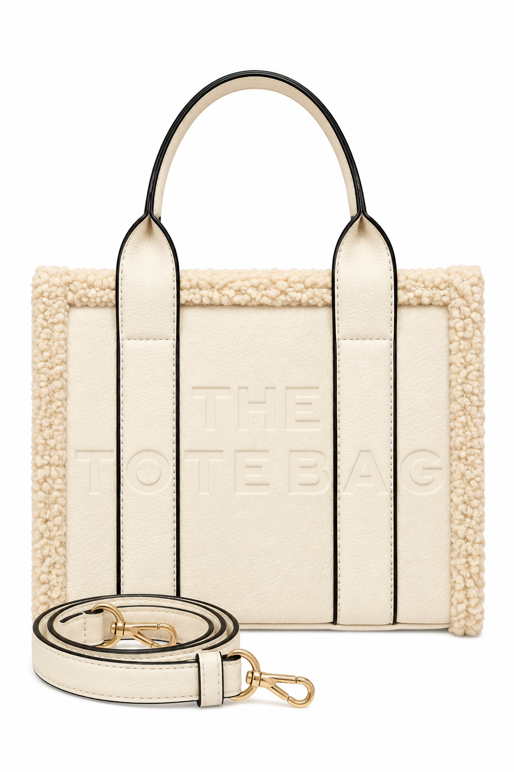 Winter Crush Medium Tote Sherpa Handbag Nude