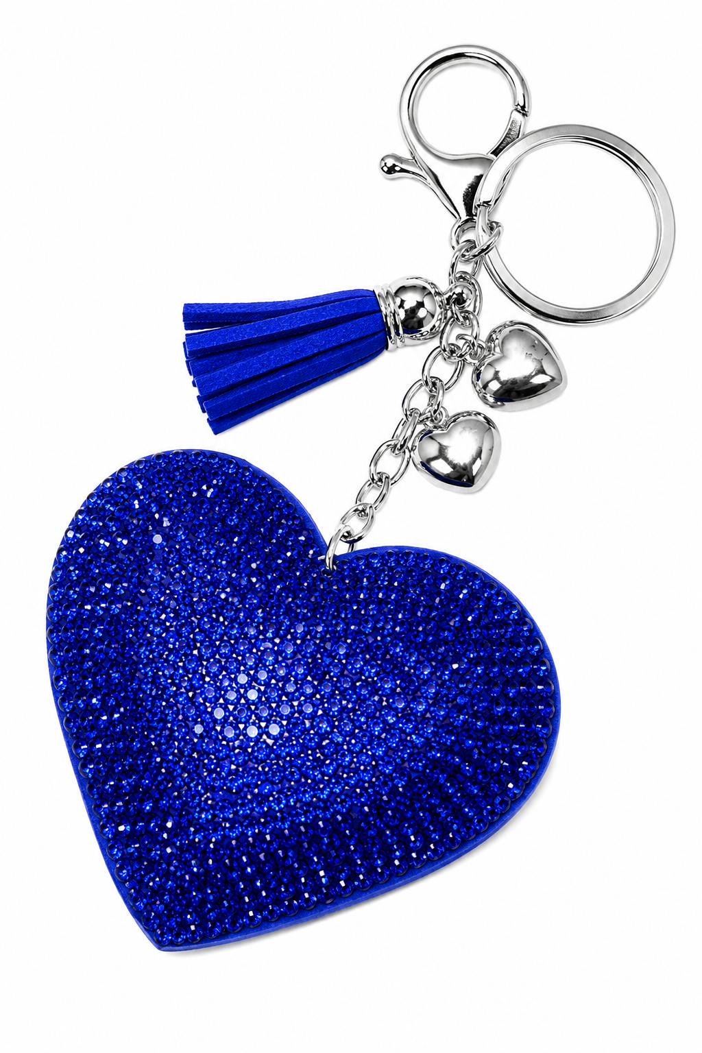 Lemonade Crystal Padded Heart Keyring Electric Blue