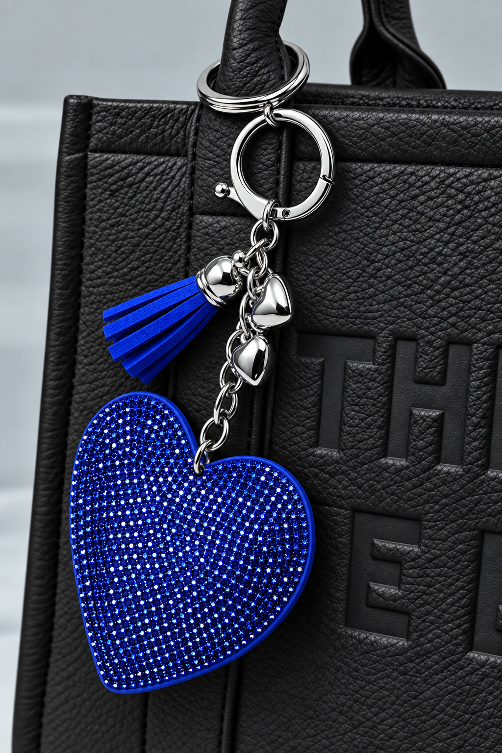 Lemonade Crystal Padded Heart Keyring Electric Blue
