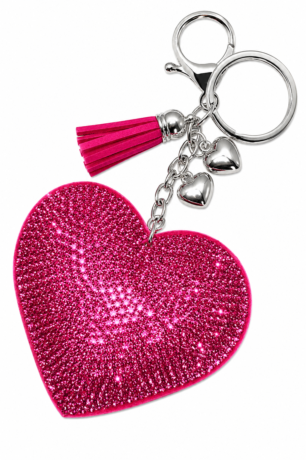 Lemonade Crystal Padded Heart Keyring Hot Pink