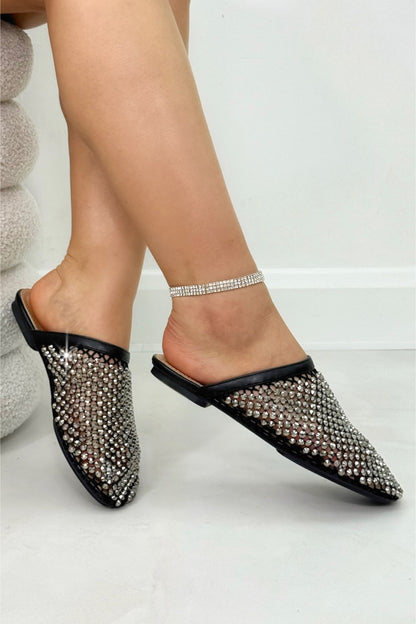 Sparkly Prism Glow Mule Sliders Limited Edition Black