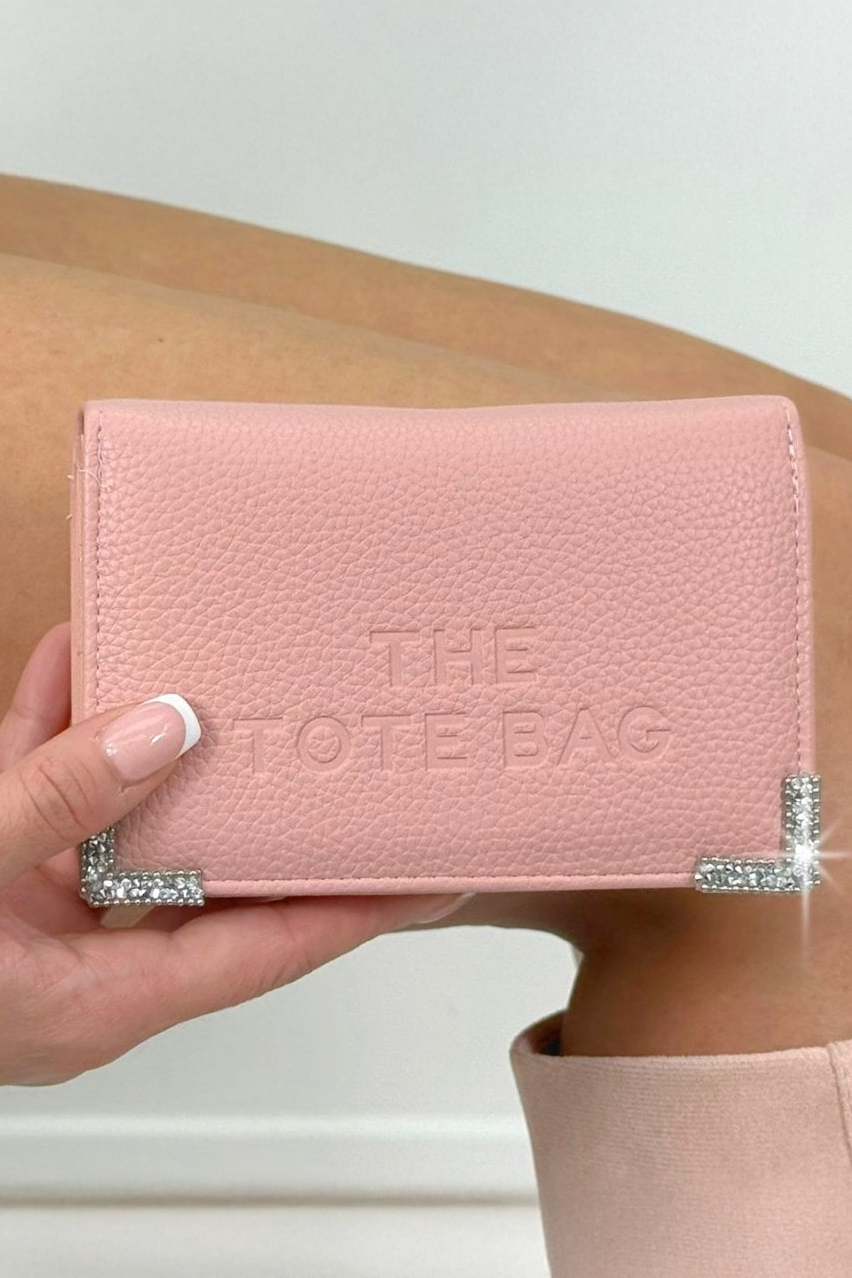 Sparkly Tote Bag Purse Pink designed with faux Leather