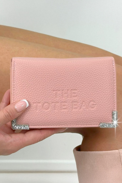 Sparkly Tote Bag Purse Pink designed with faux Leather