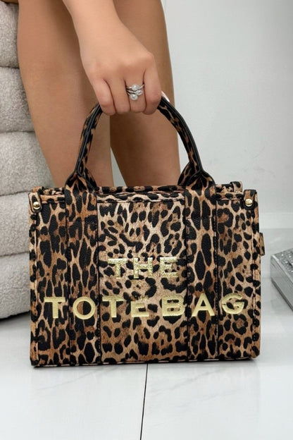 Limited Edition Golden Leopard Medium Tote Bag &amp; Lemonade Zip Up Tote Bag Purse Black Bundle