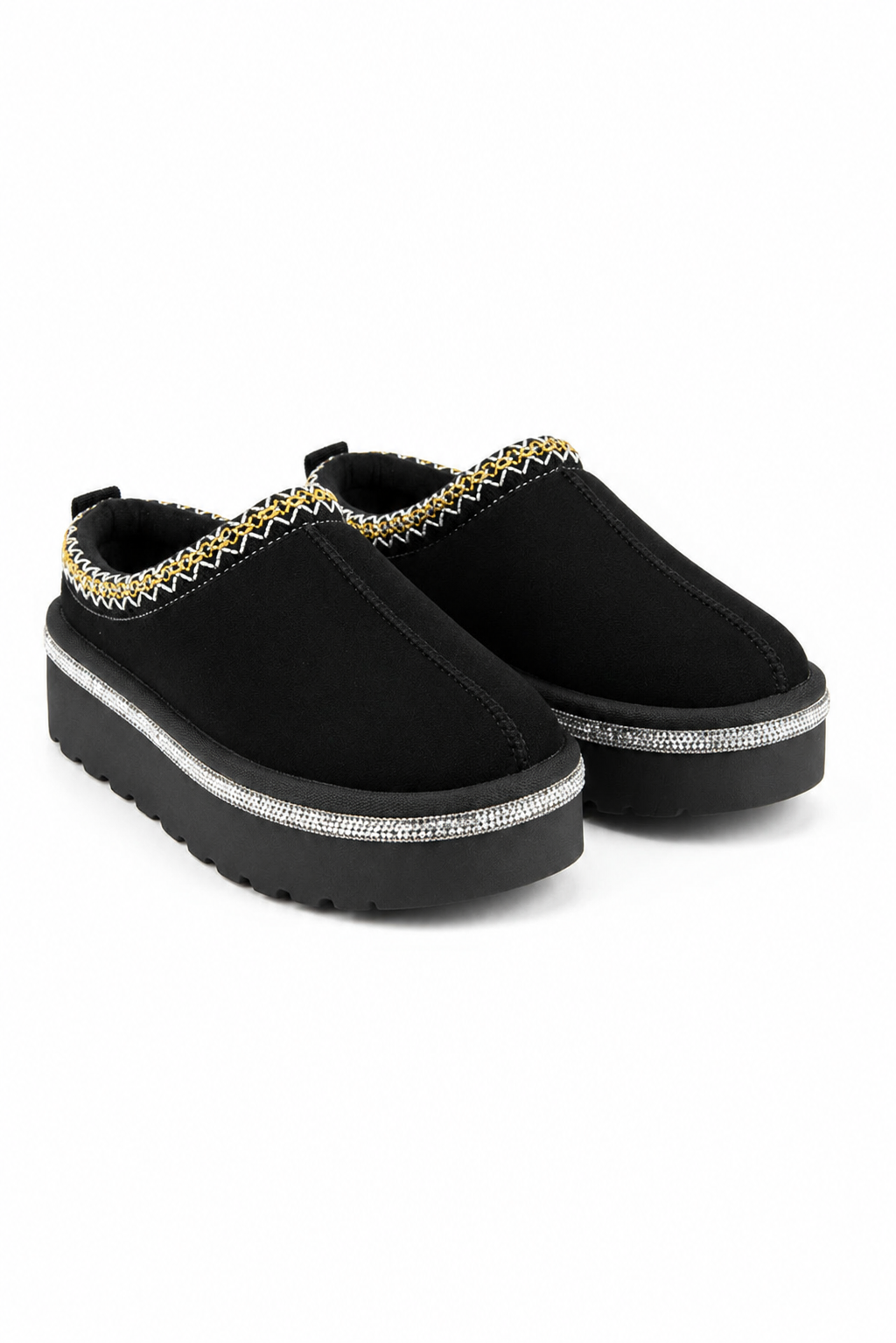 Little Lemmy Crystal Platform Tazgirl Faux Fur Lined Slippers Limited Edition Black