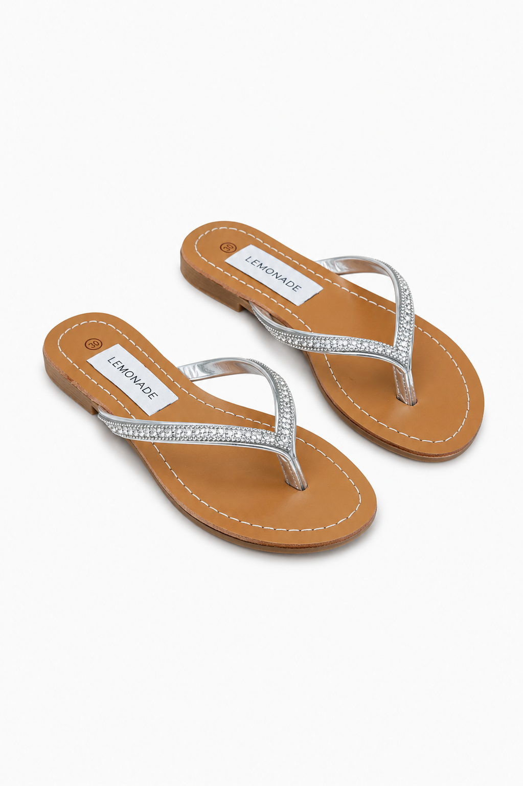 Little Lemmy Crystal Sparkle Flip Flops Silver