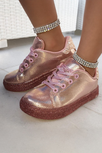 Little Lemmy Shimmer Trainers Pink