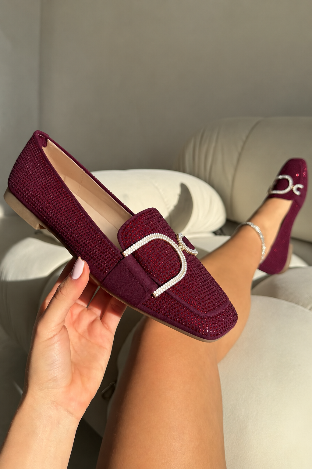 Crystal Imperial Suede Loafers Limited Edition Burgundy
