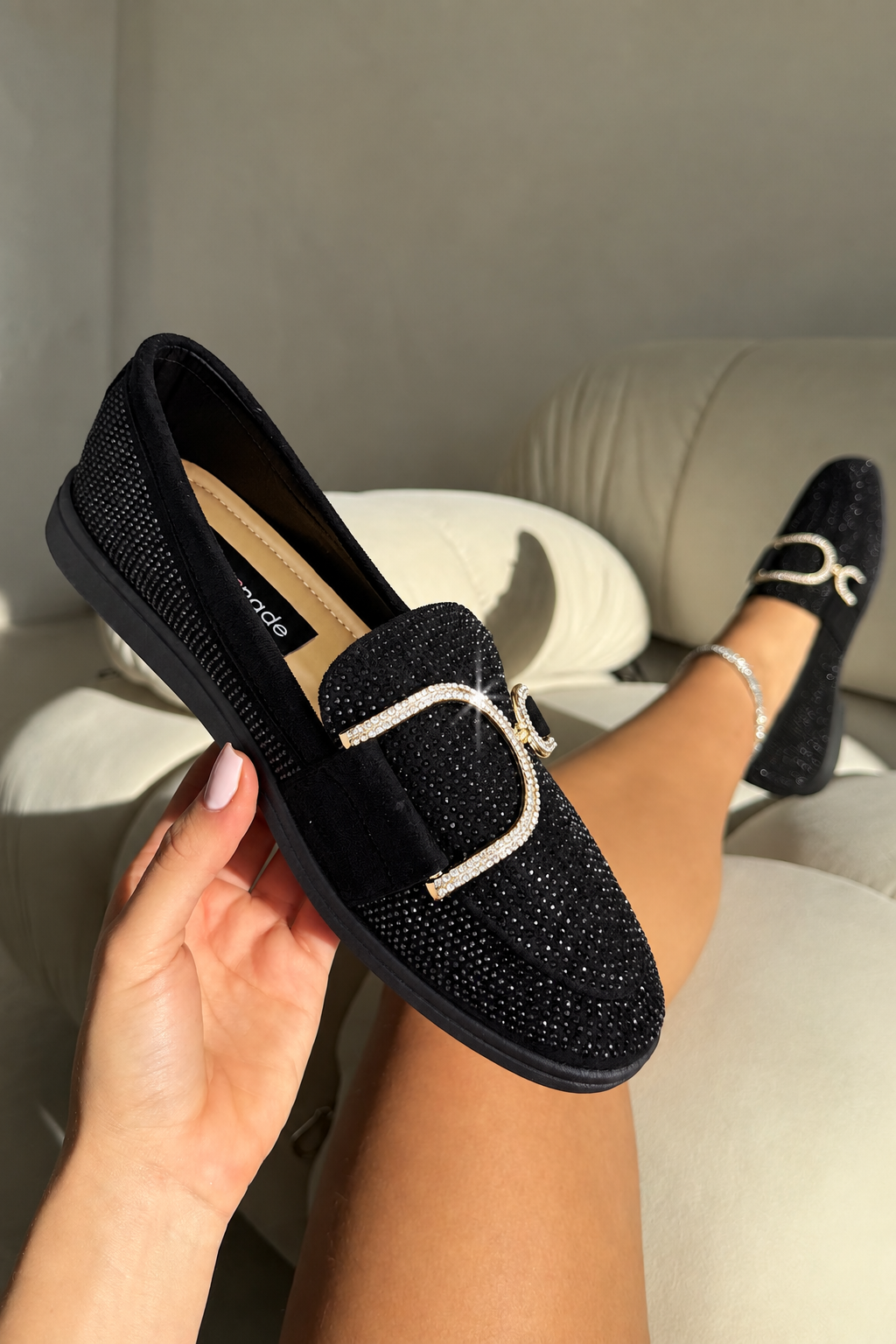 Crystal Imperial Glow Loafers Black