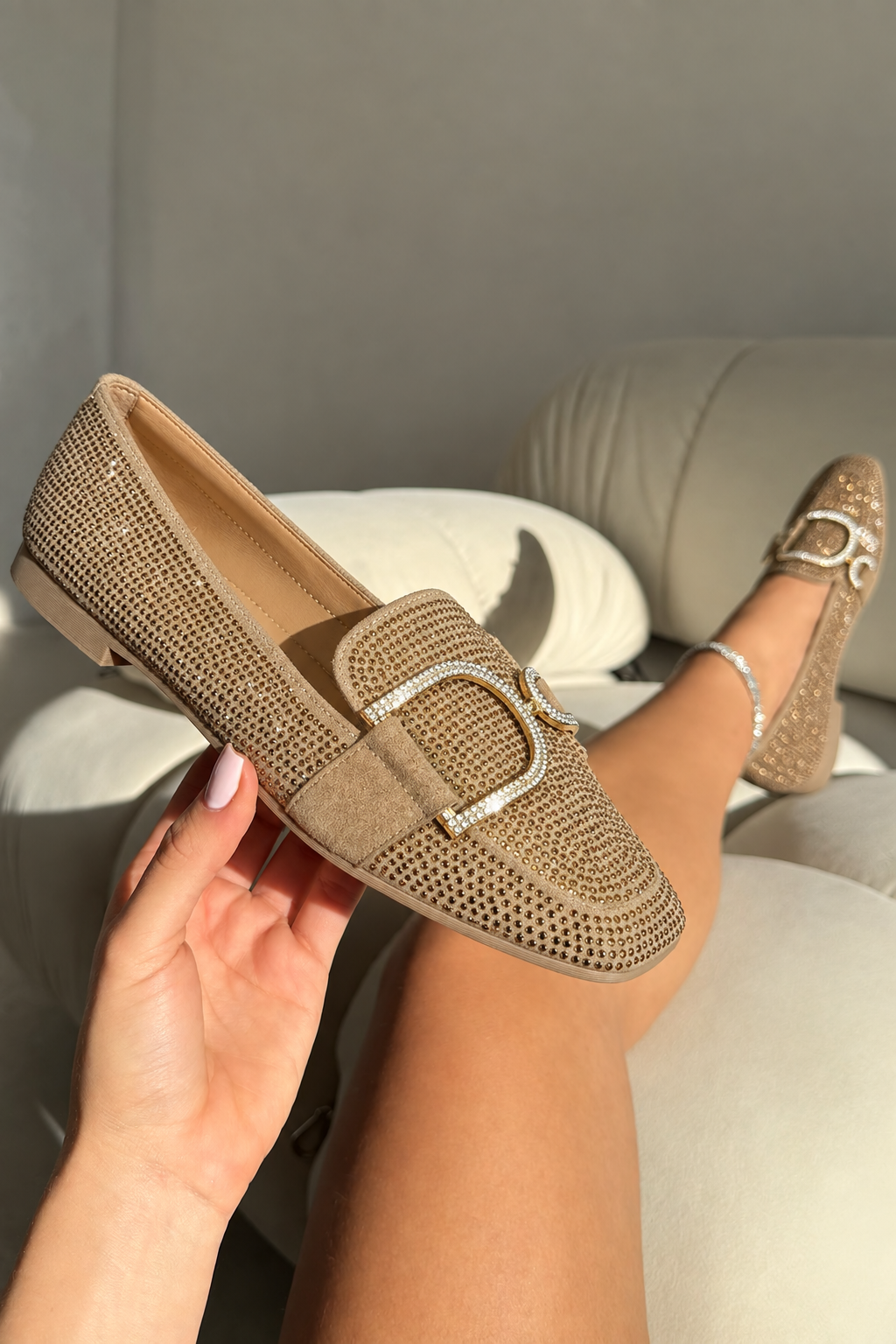 Crystal Imperial Suede Loafers Mocha