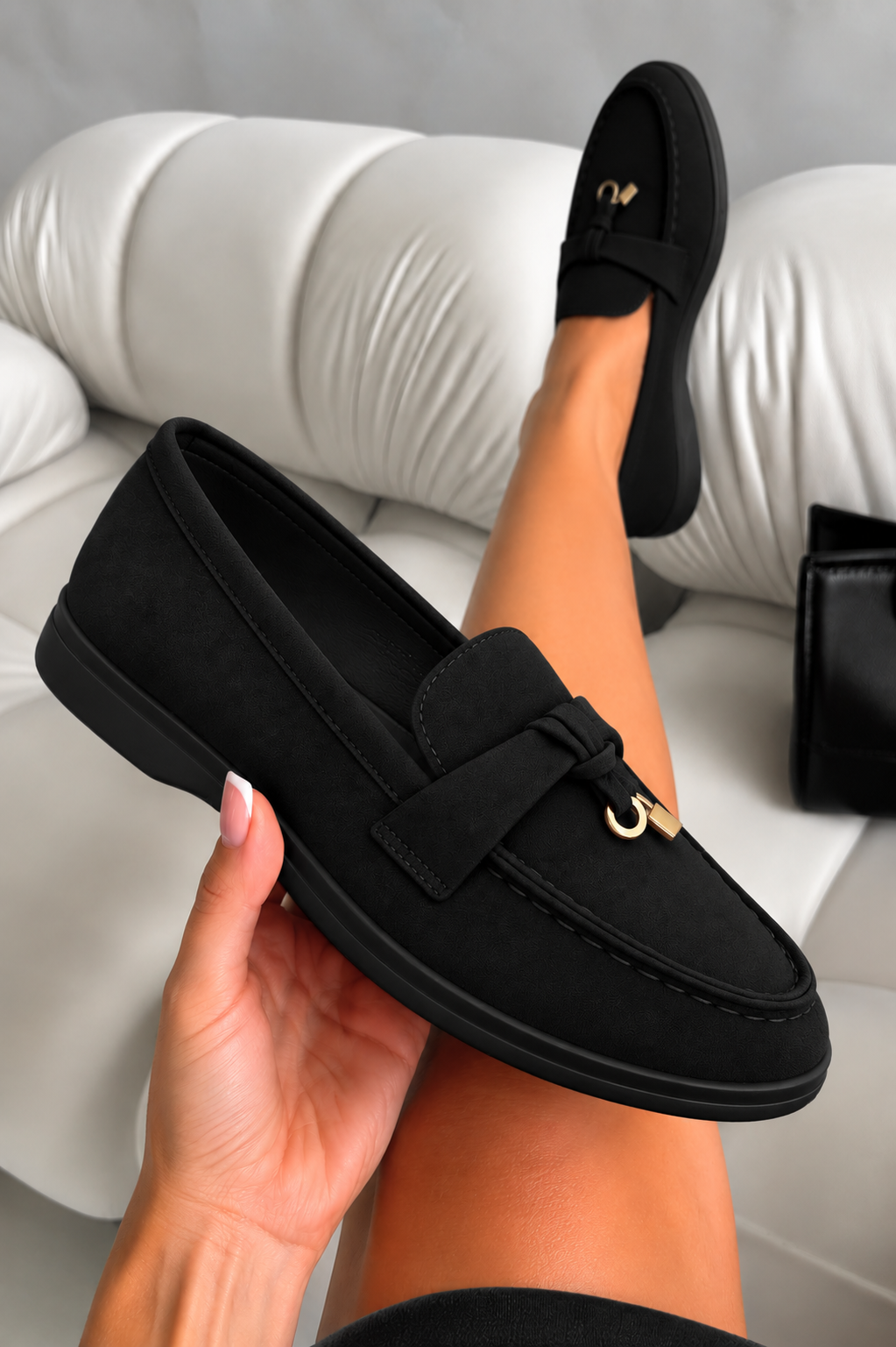 Velvet Crush Refined Ease Slip-On Loafers Black