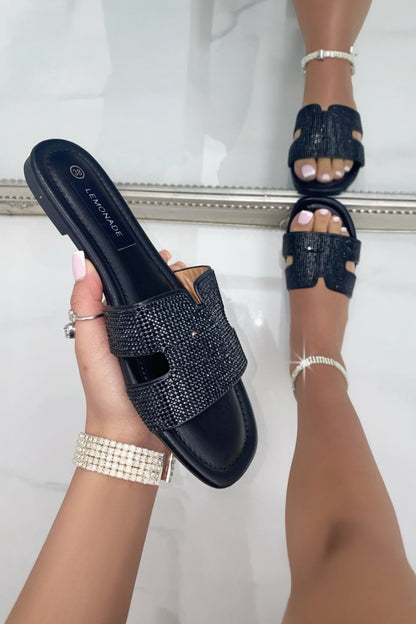 Crystal Lush Halo Sliders Black