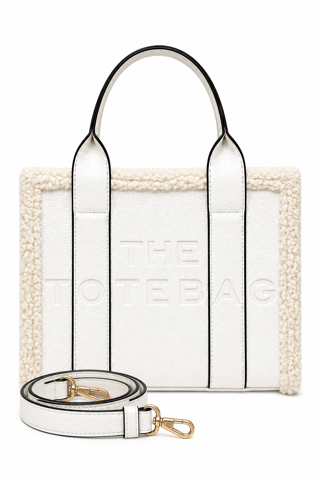 Winter Crush Medium Tote Sherpa Handbag White