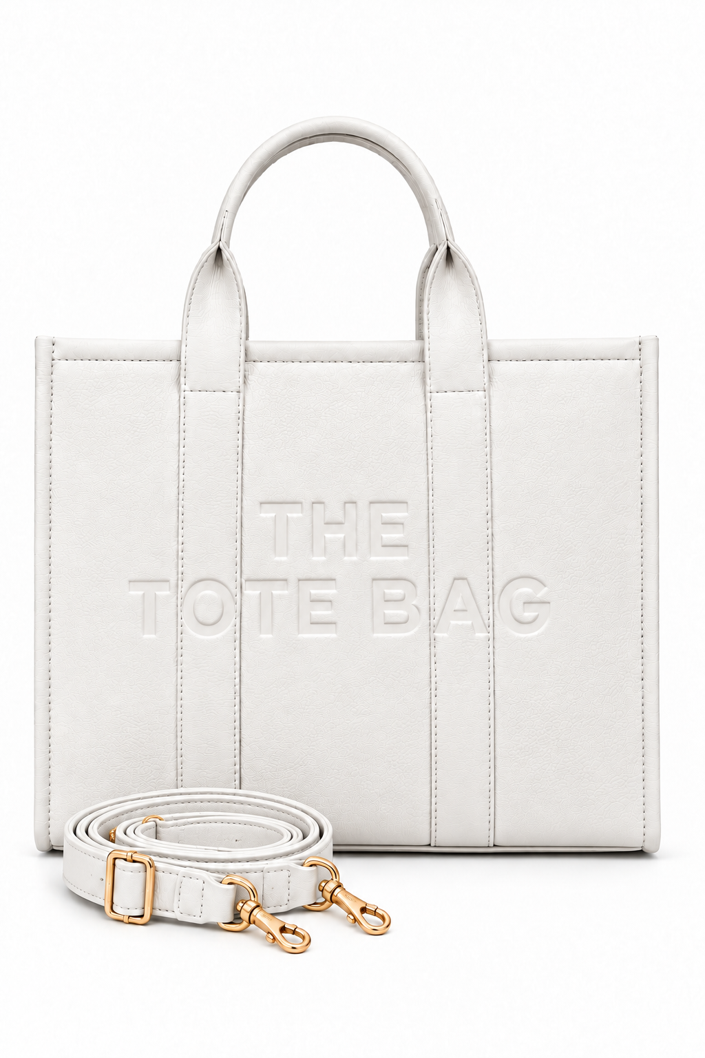 Faux Leather Large Tote Bag White