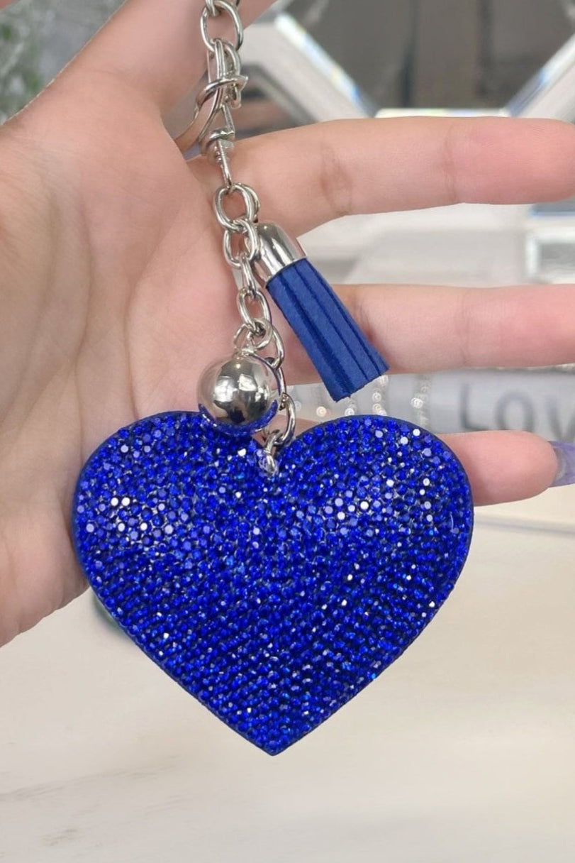 Lemonade Crystal Padded Heart Keyring Electric Blue
