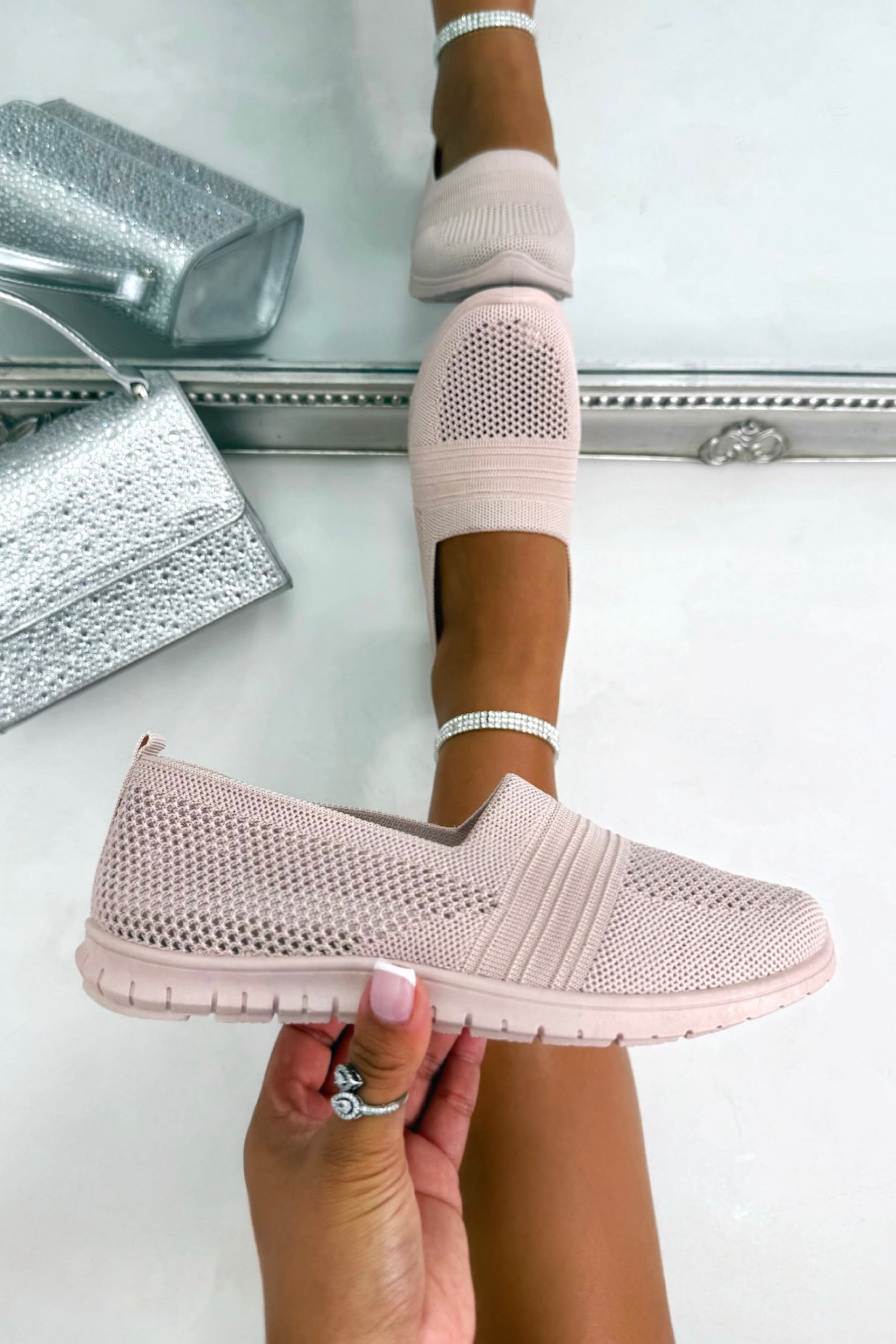 Comfort Airflow Knit Slip-On Trainers Pink