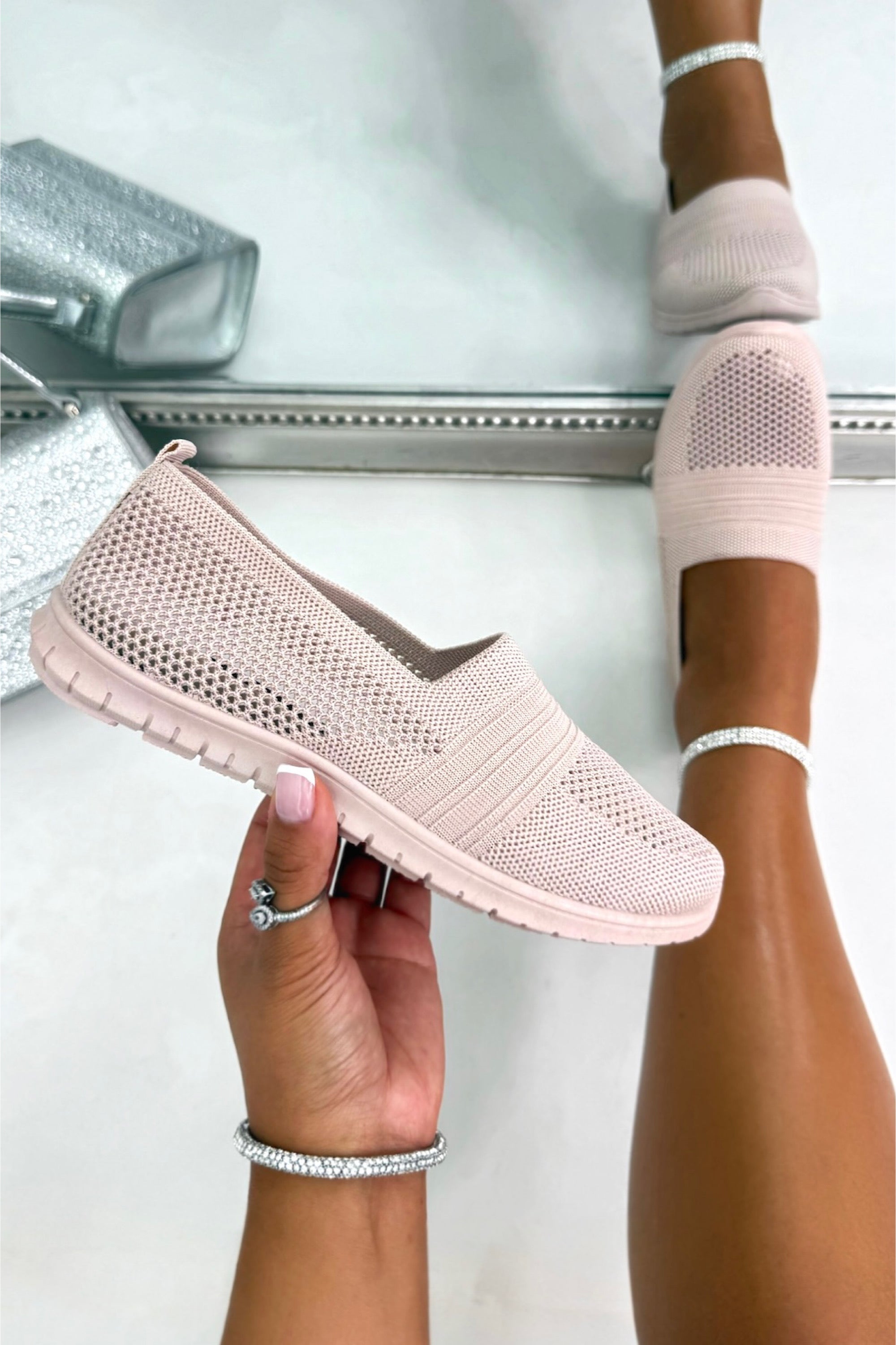 Comfort Airflow Knit Slip-On Trainers Pink