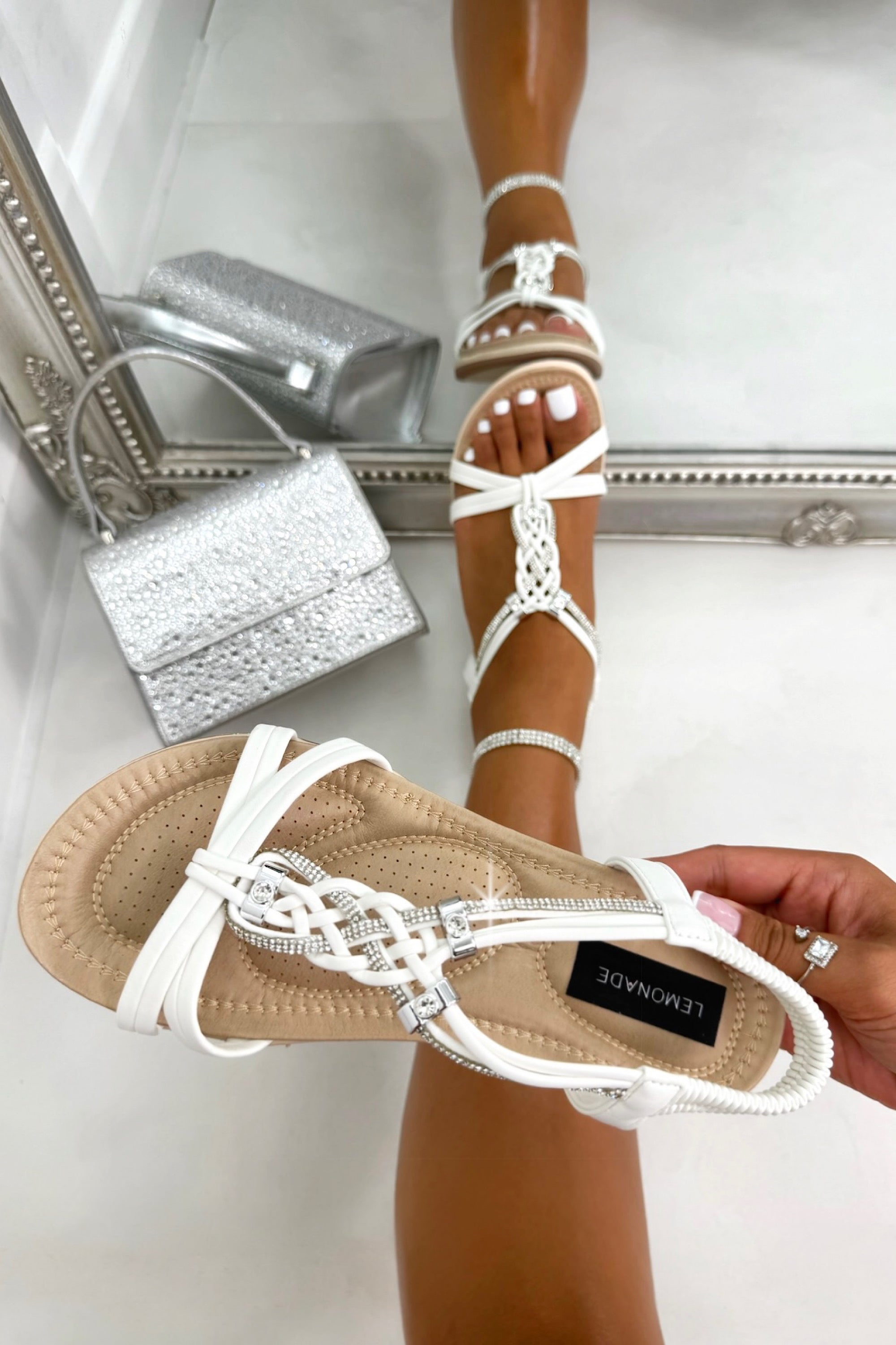 Crystal Endless Summer Sandals White