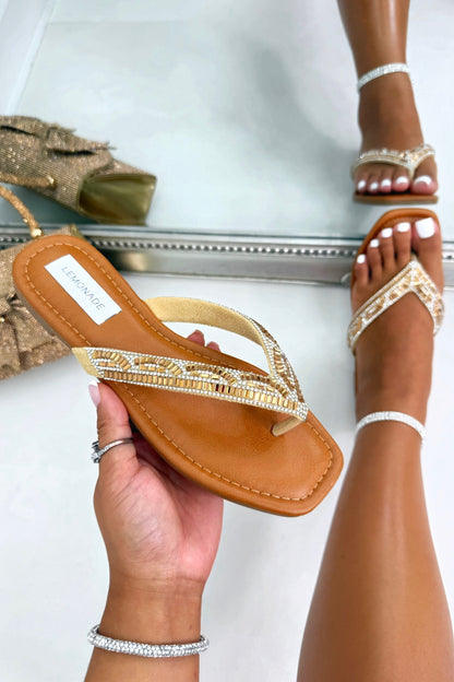 Crystal Cove Flip Flops Gold