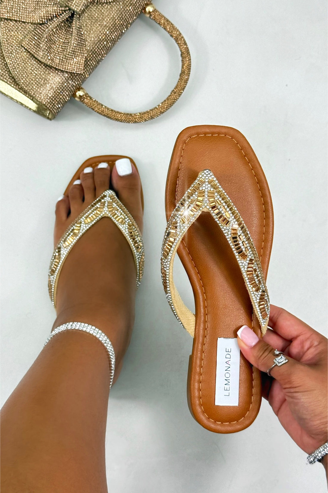 Crystal Cove Flip Flops Gold