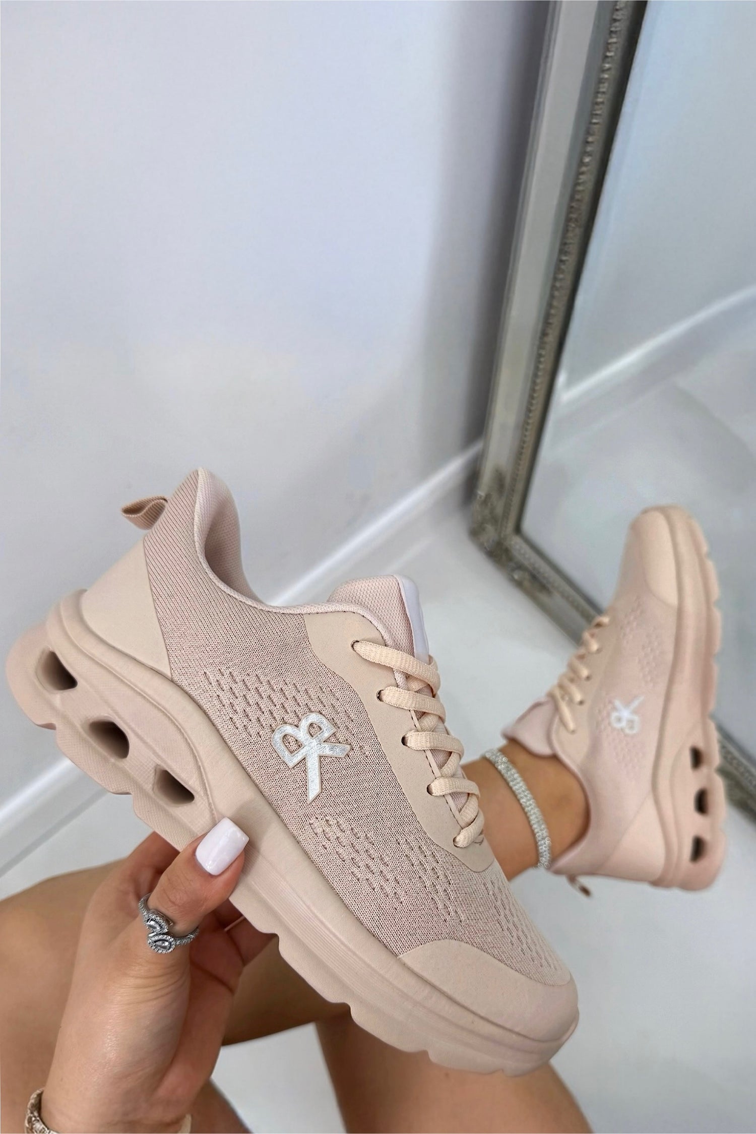 Everyday AirFlex Lightweight Lace-Up Comfort Trainers Pink, highlighting breathable perforated upper to help keep feet cool and comfortable