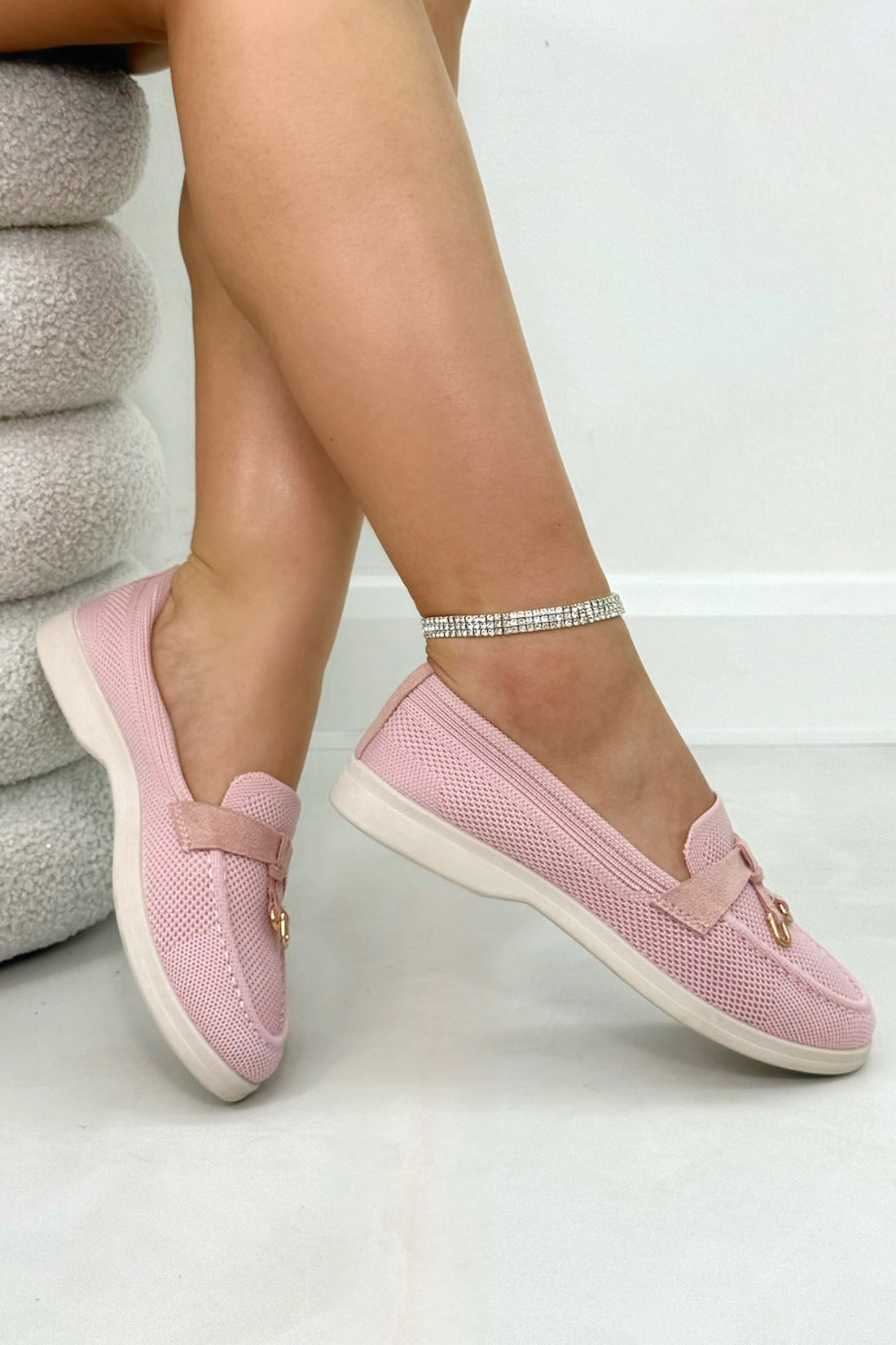 Sparkly Bloom Whisper Slip-On Loafers Pink, bringing attention to crystal embellished upper