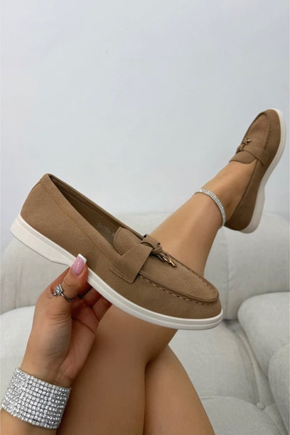 Velvet Crush Refined Ease Slip-On Loafers Mocha featuring classic slip-on loafer silhouette