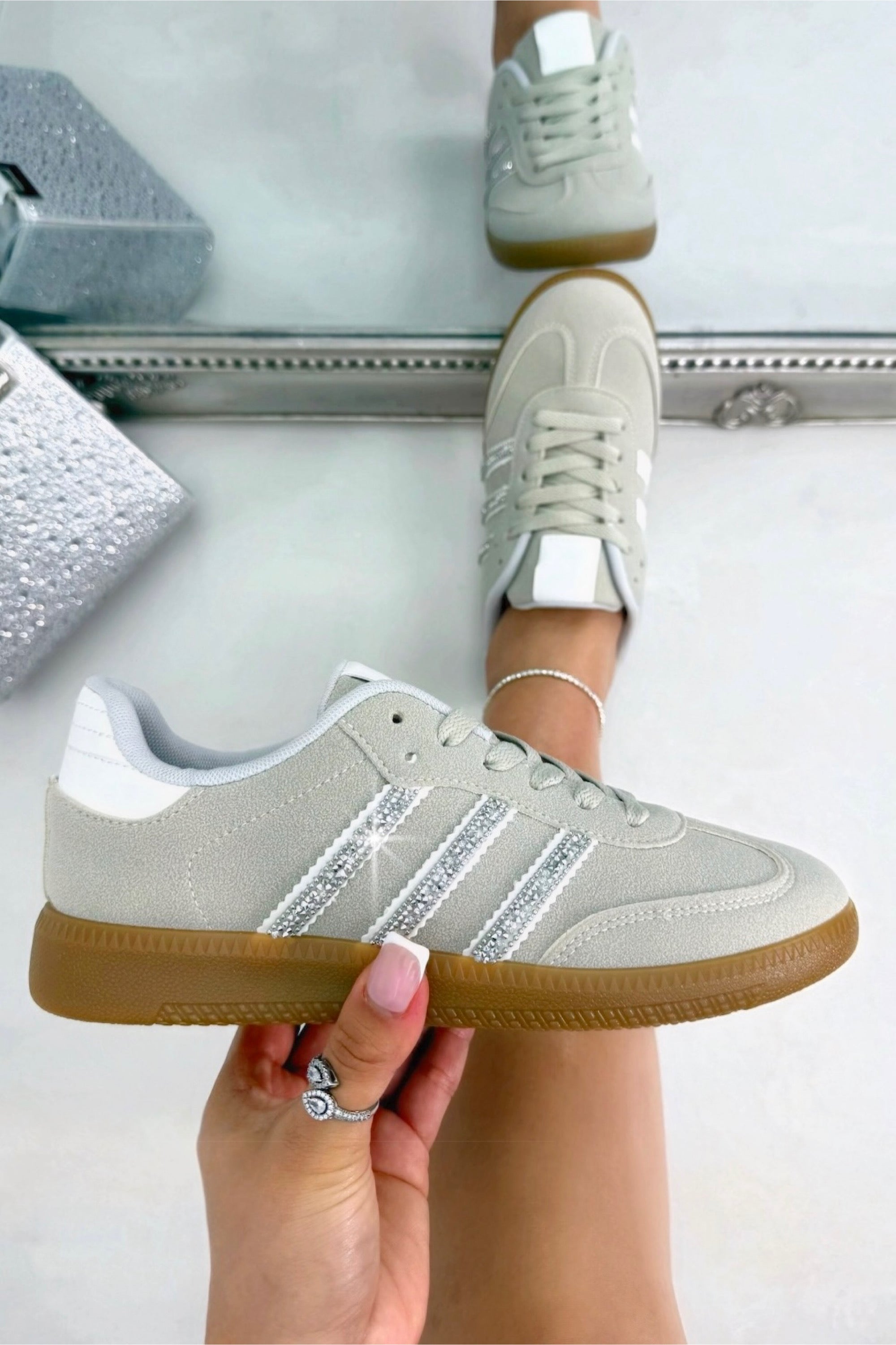 Crystal Stripe Simba Trainers Limited Edition Grey finished with limited edition design for a unique, standout finish