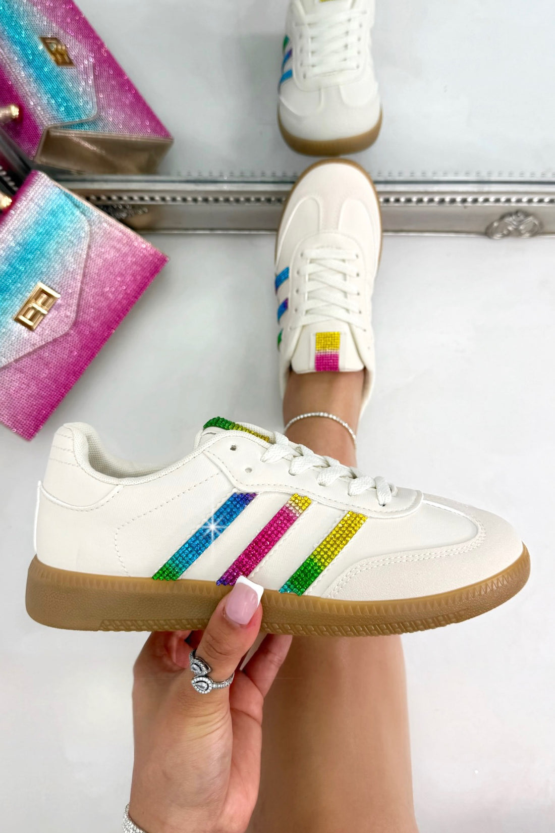 Crystal Stripe Simba Trainers Limited Edition Rainbow featuring limited edition design for a unique, standout finish