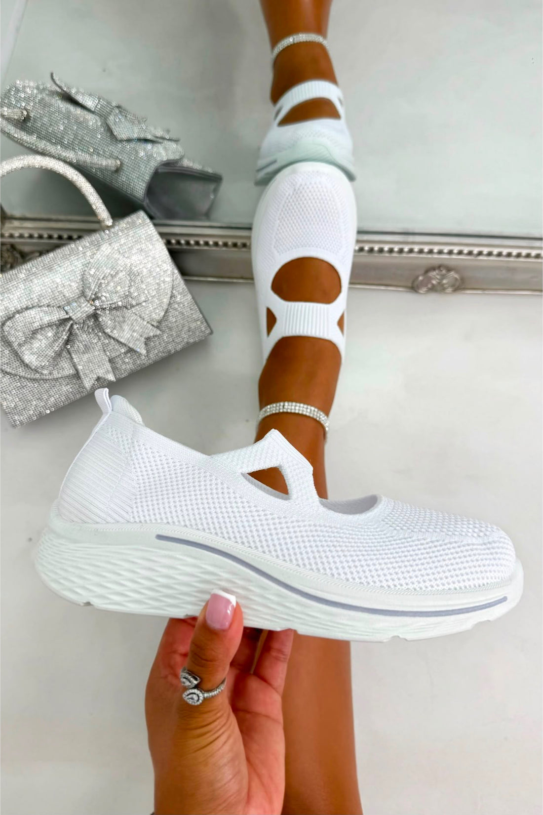 Comfort Knit Elastic AirWeave Trainers White
