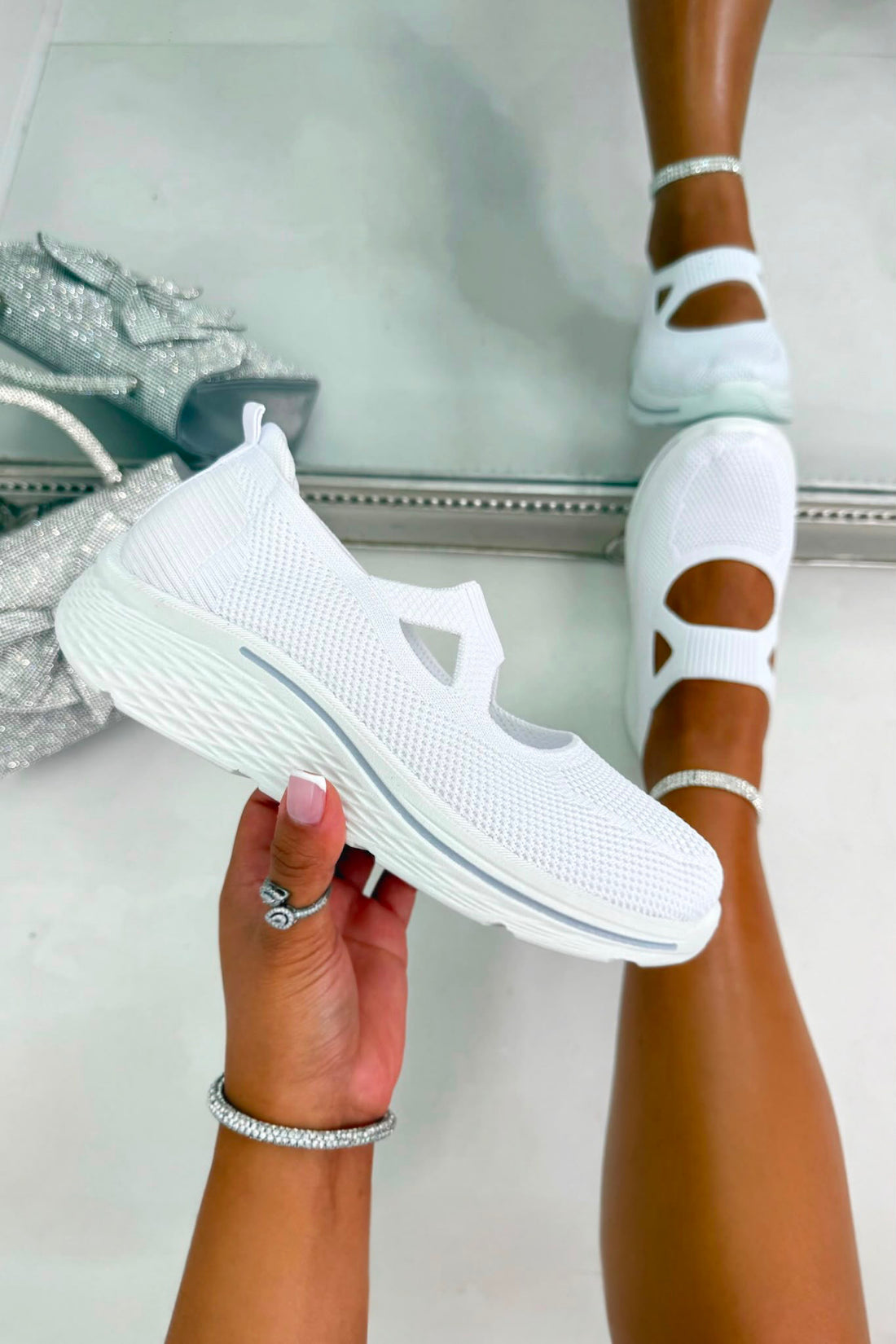 Comfort Knit Elastic AirWeave Trainers White