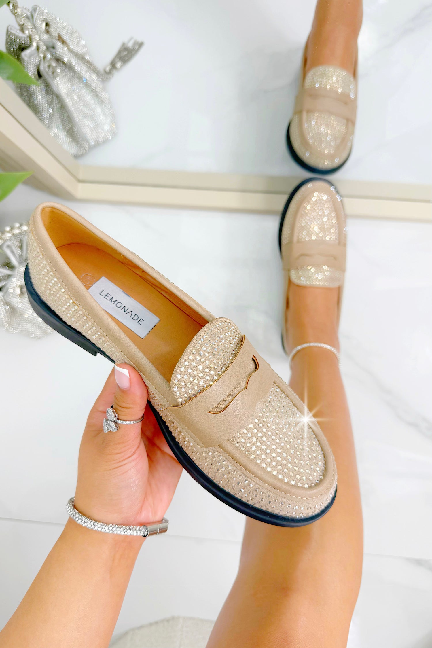 Crystal Royale Loafers Beige