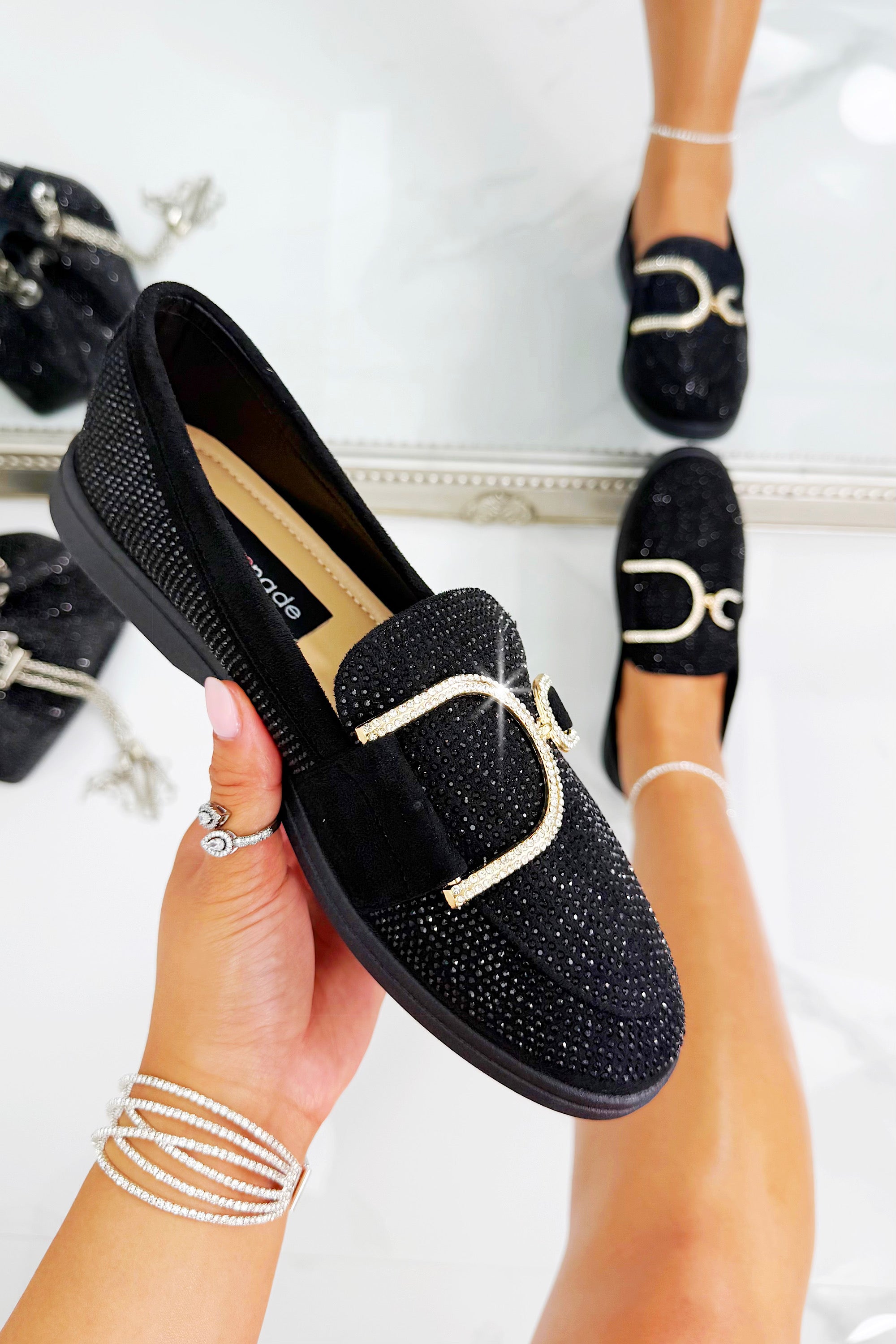 Crystal Imperial Glow Loafers Black